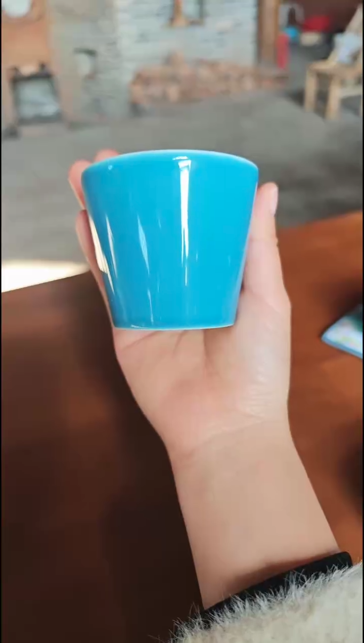 【闪购商品】杯宁封窑单色釉天蓝色杯