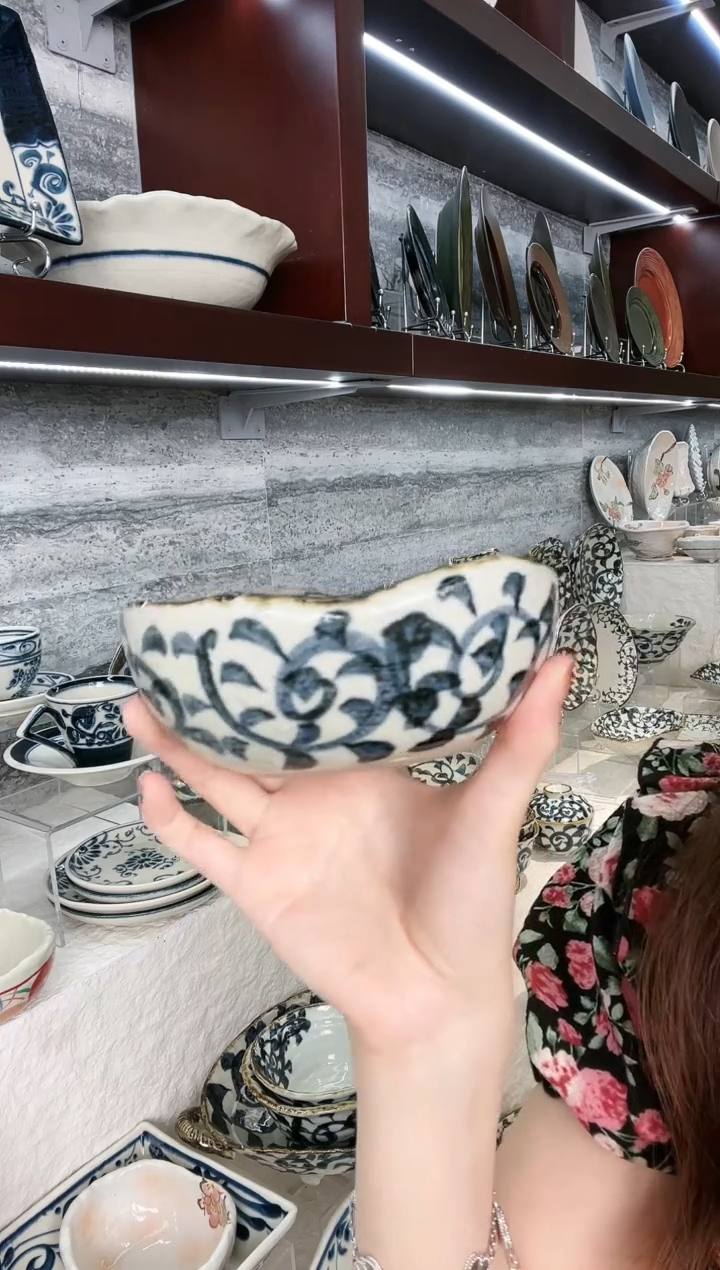 陶唐草椭圆小钵13cm*11cm