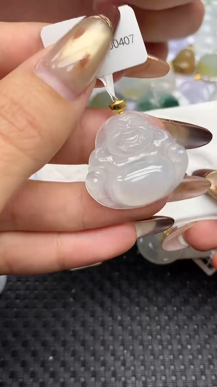 颈饰18K金镶嵌翡翠87   天然翡翠A货  百元以上9米证书费自理