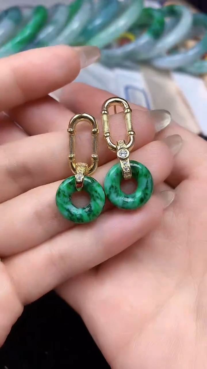 【闪购商品】翡翠耳饰银S925镶嵌耳饰