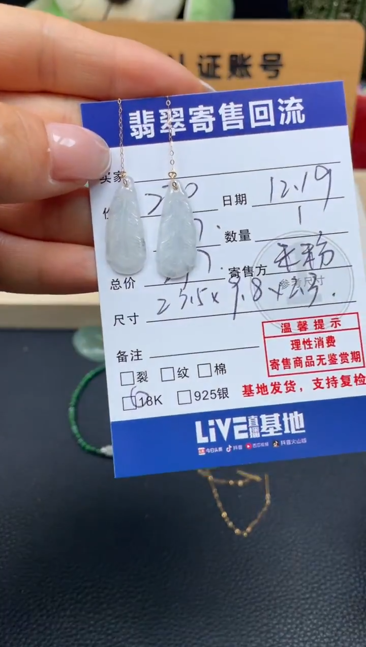 18K金镶嵌翡翠耳饰10152084
