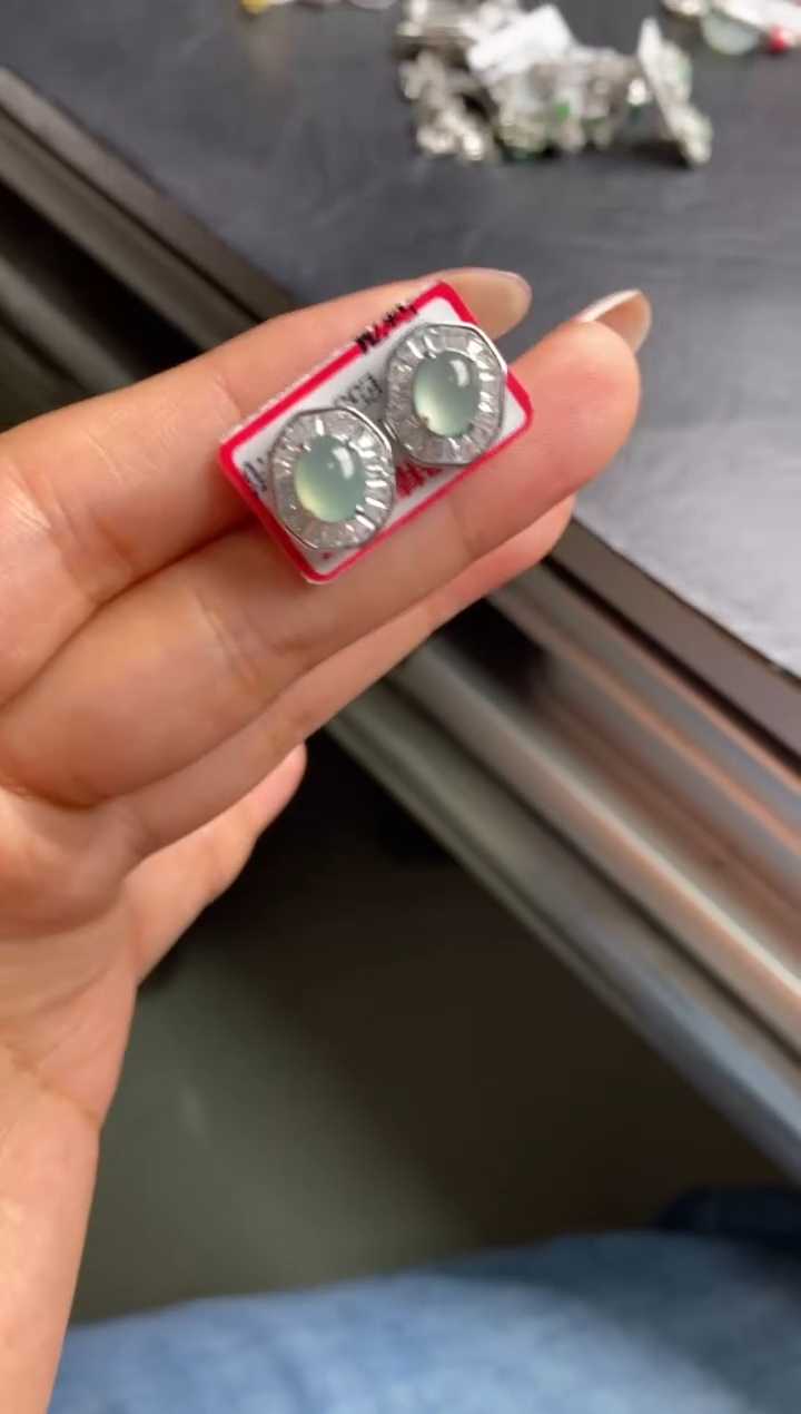 银S925镶嵌戒指翡翠天然A货翡翠