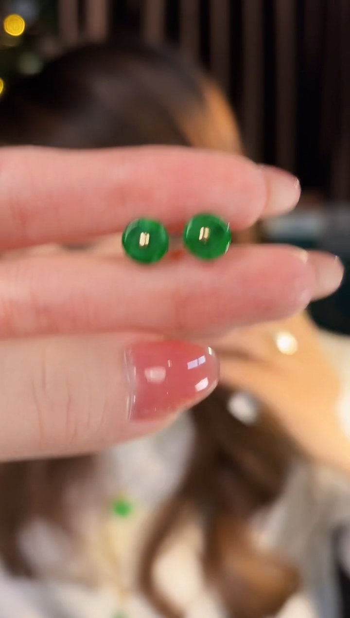 【闪购商品】翡翠耳饰18K金镶嵌缅料A货/支持复检/一件