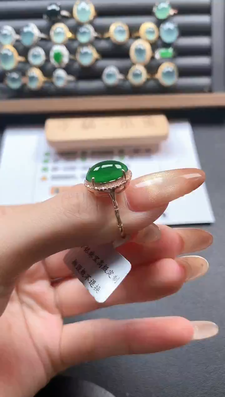 银S925镶嵌戒指翡翠000