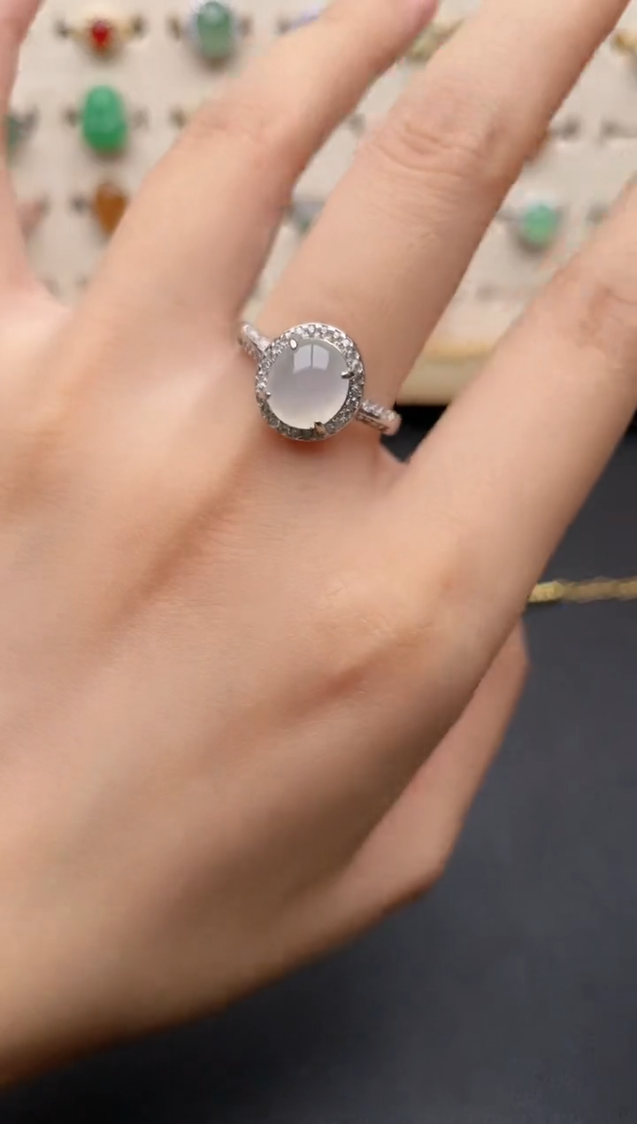 【闪购商品】翡翠戒指银S925镶嵌1一物一证一礼盒