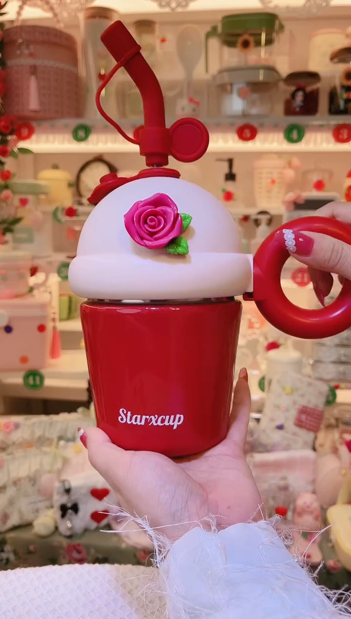 玫瑰花吸管杯——手工制作品质好！