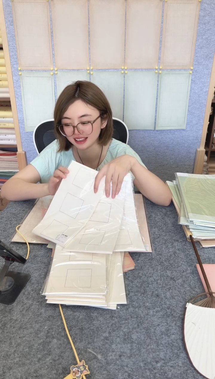 闪~白色文房小对联3包装30张69*13cm半熟