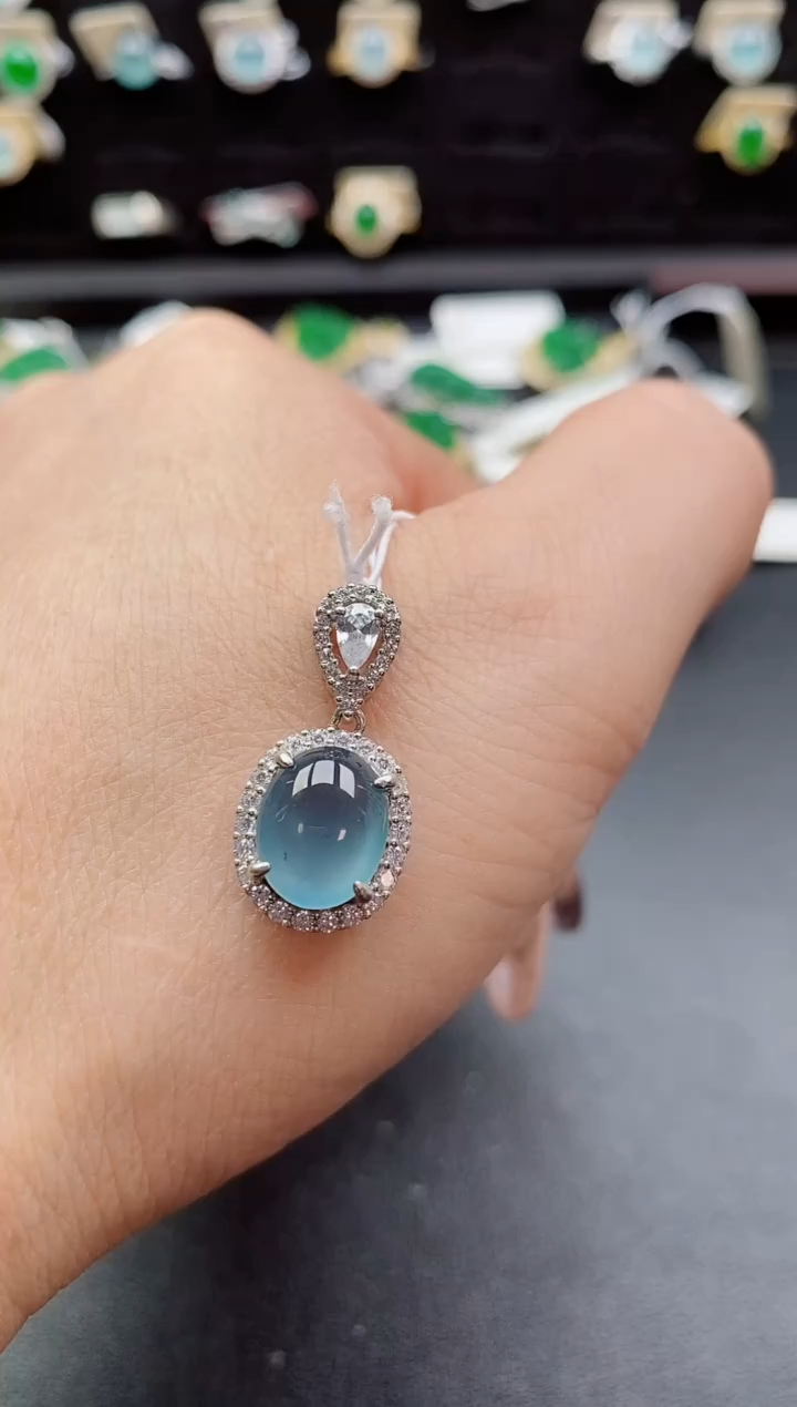 吊坠(赠链)银S925镶嵌翡翠1