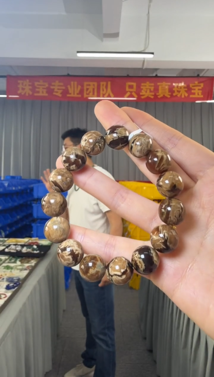 未镶嵌蜜蜡手串白根妖花圆珠单圈手串13.5-14mm