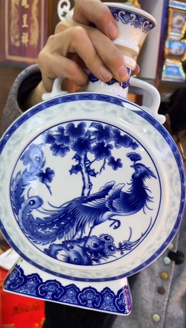 瓶瓷   5斤装扁圆凤凰   陶瓷空酒坛