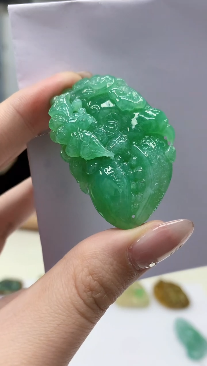 【闪购商品】定制翡翠未镶嵌4829jw-毛货挂件106