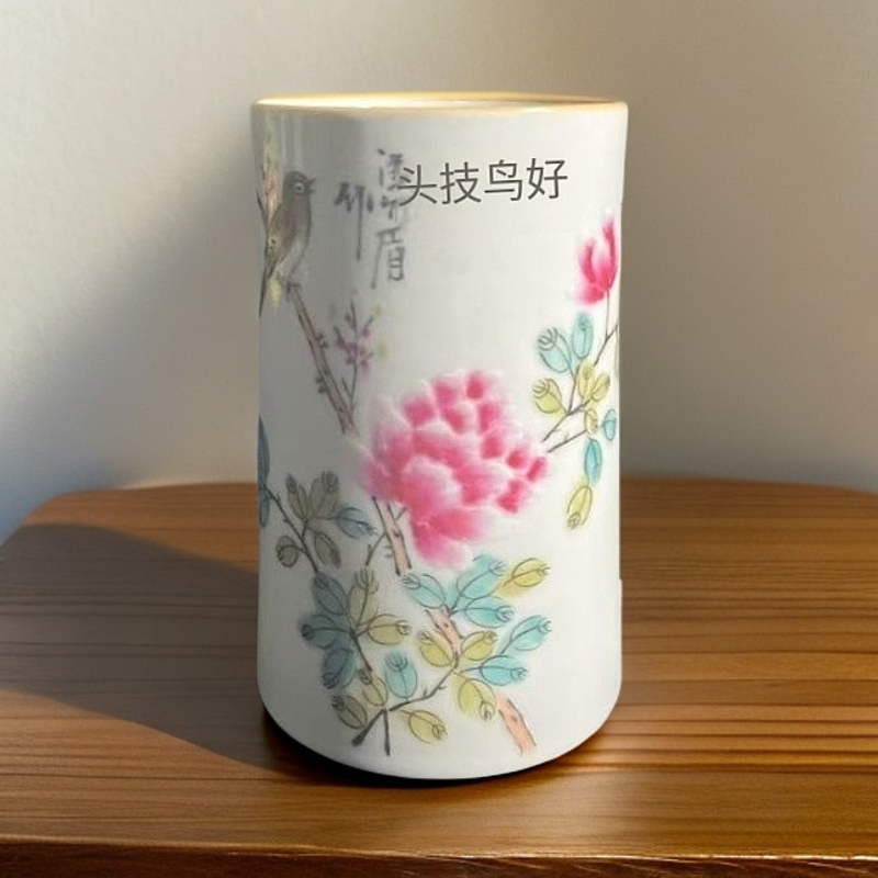 （甄选链接） 陶瓷花鸟创意笔筒   W04