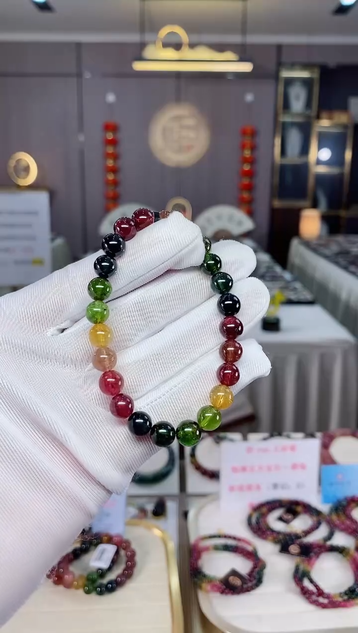 老矿碧玺单圈手串7mm+未镶嵌碧玺（多样性发一条）xion