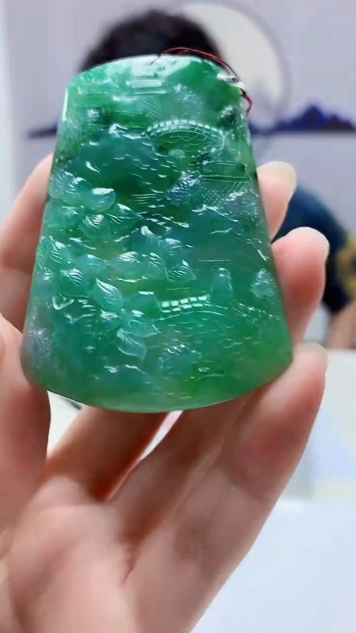 【闪购商品】定制翡翠未镶嵌4688zm-毛货赠珠链山水233