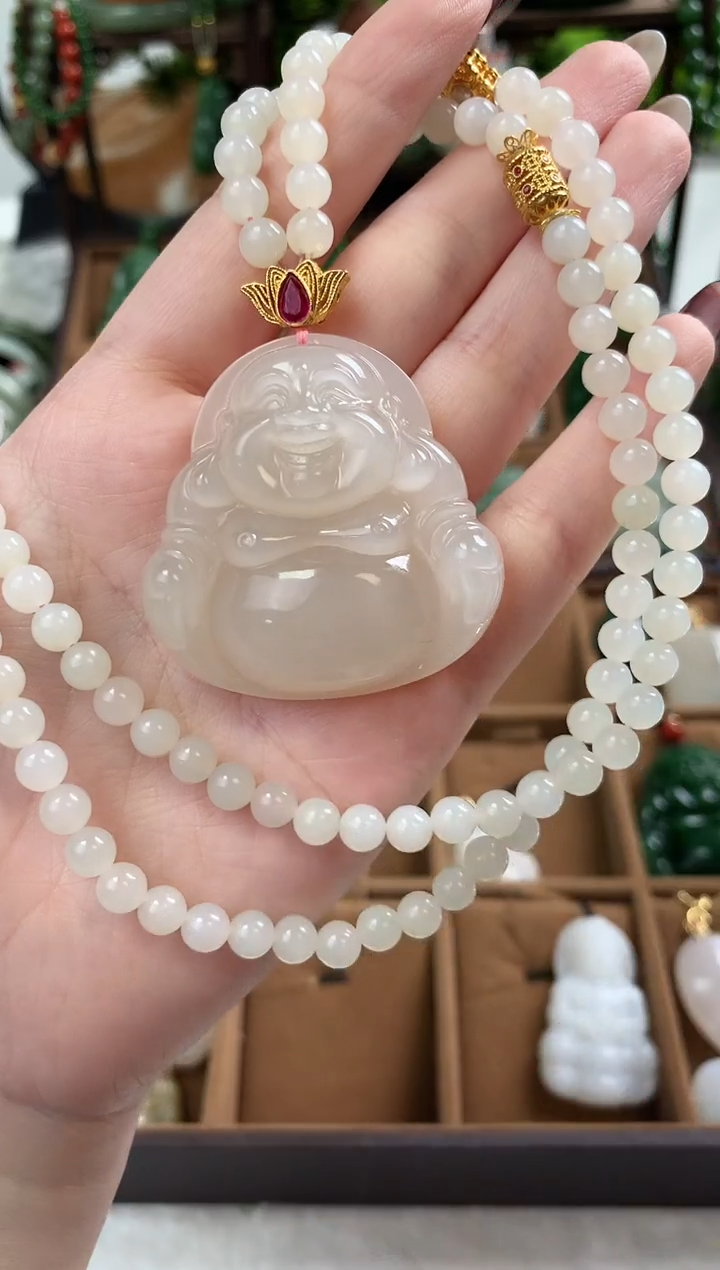 【闪购商品】和田玉颈饰18K金镶嵌吊坠