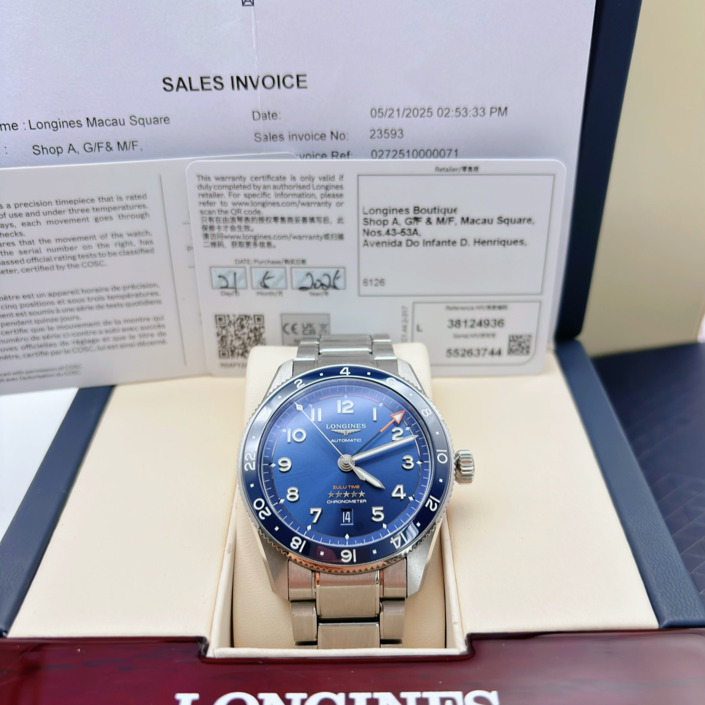 99新 Longines/浪琴 先行者系列/L3.812.4.93.6/42MM/机械/26100