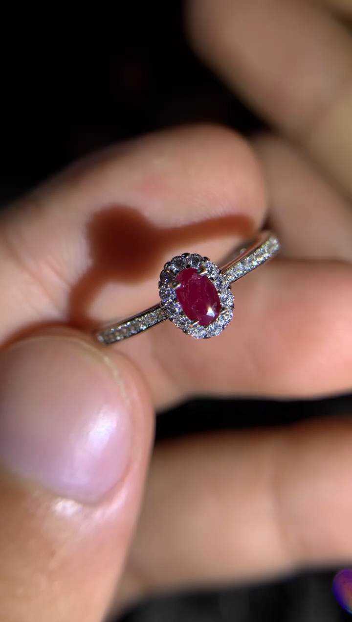 戒指银S925镶嵌红宝石天然