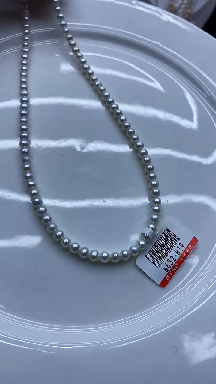 项链银S925镶嵌淡水珍珠项链
