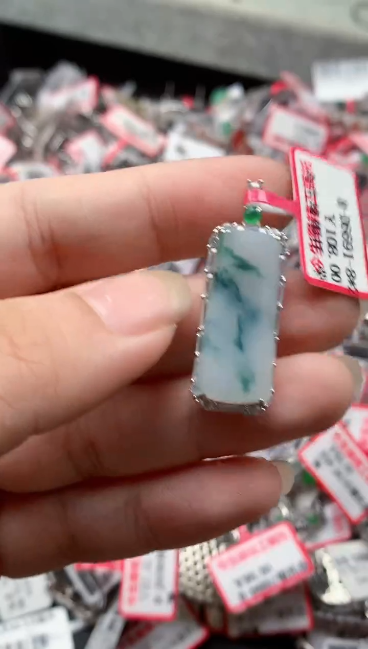 银S925镶嵌戒指翡翠天然A货缅甸翡翠