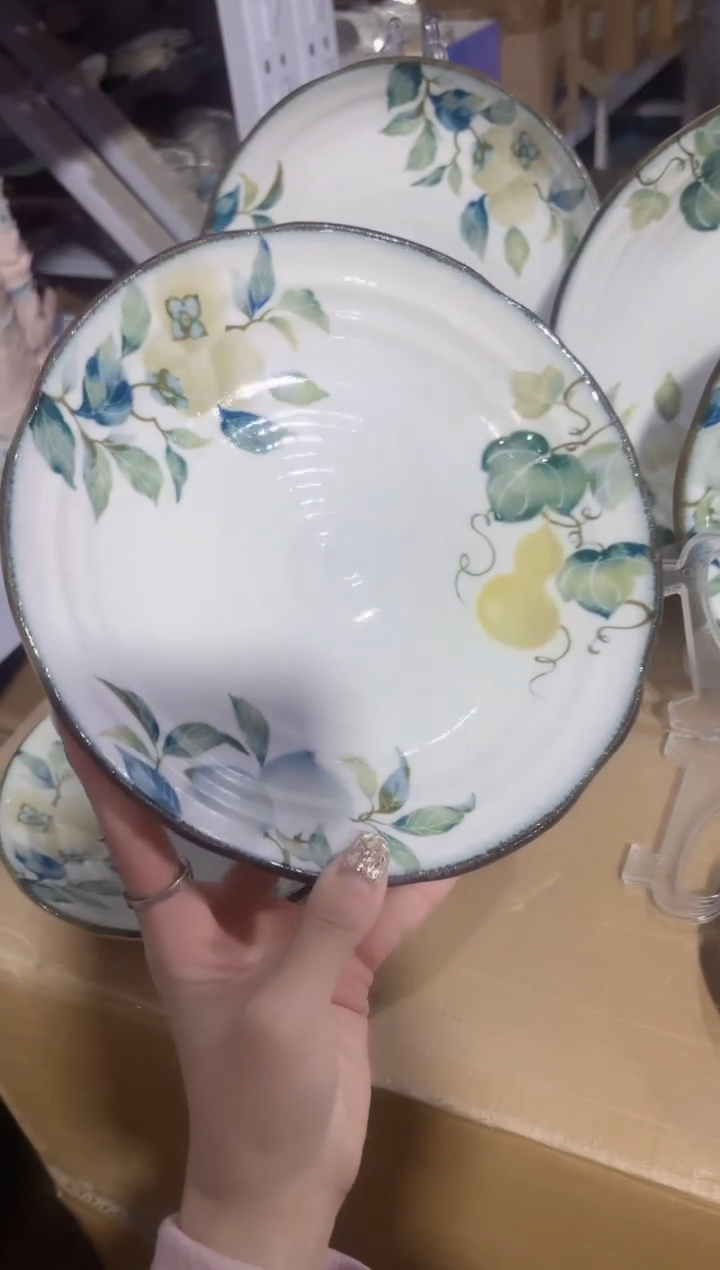 陶瓷福三果深盘22cm一个