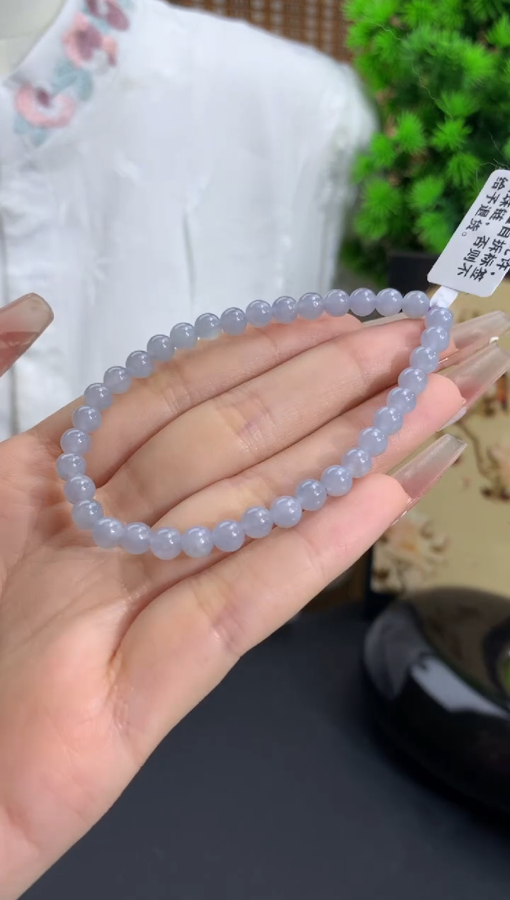 【闪购商品】翡翠手链未镶嵌蓝紫 卡5mm