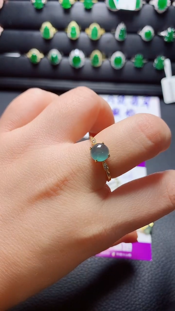 银S925镶嵌戒指翡翠天然翡翠A货s925银镶