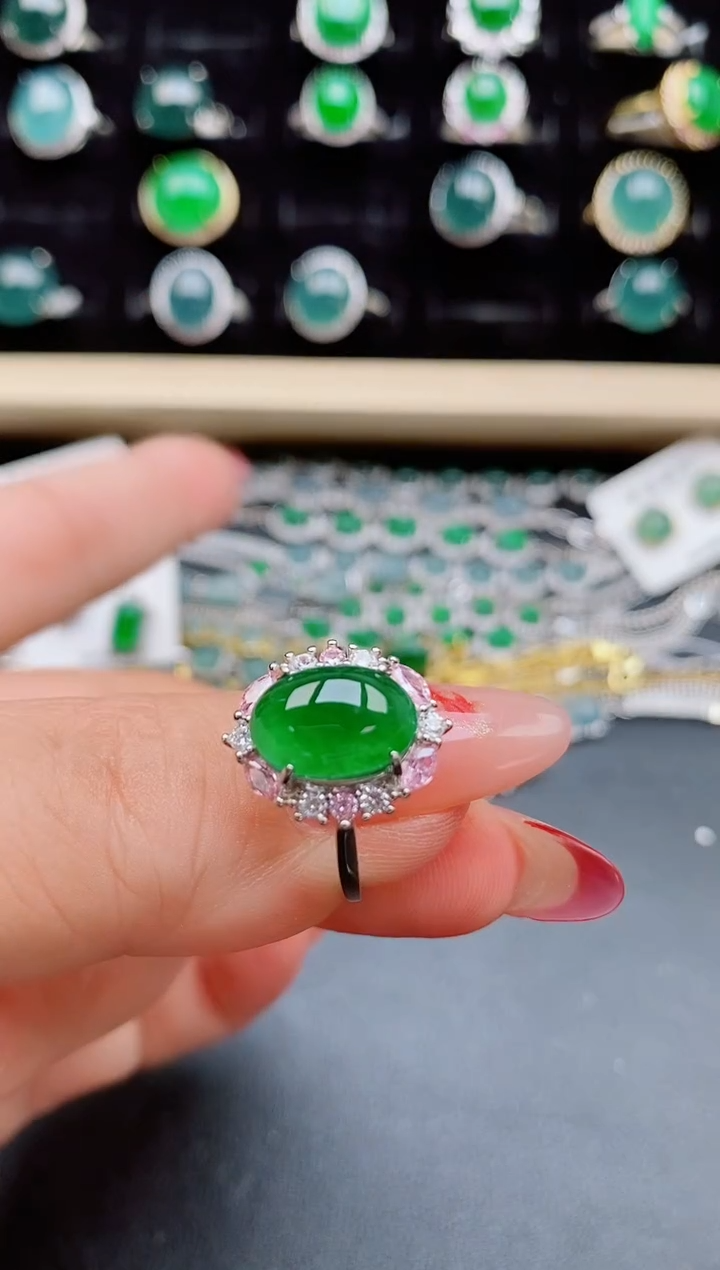 【闪购商品】翡翠戒指银S925镶嵌08580505