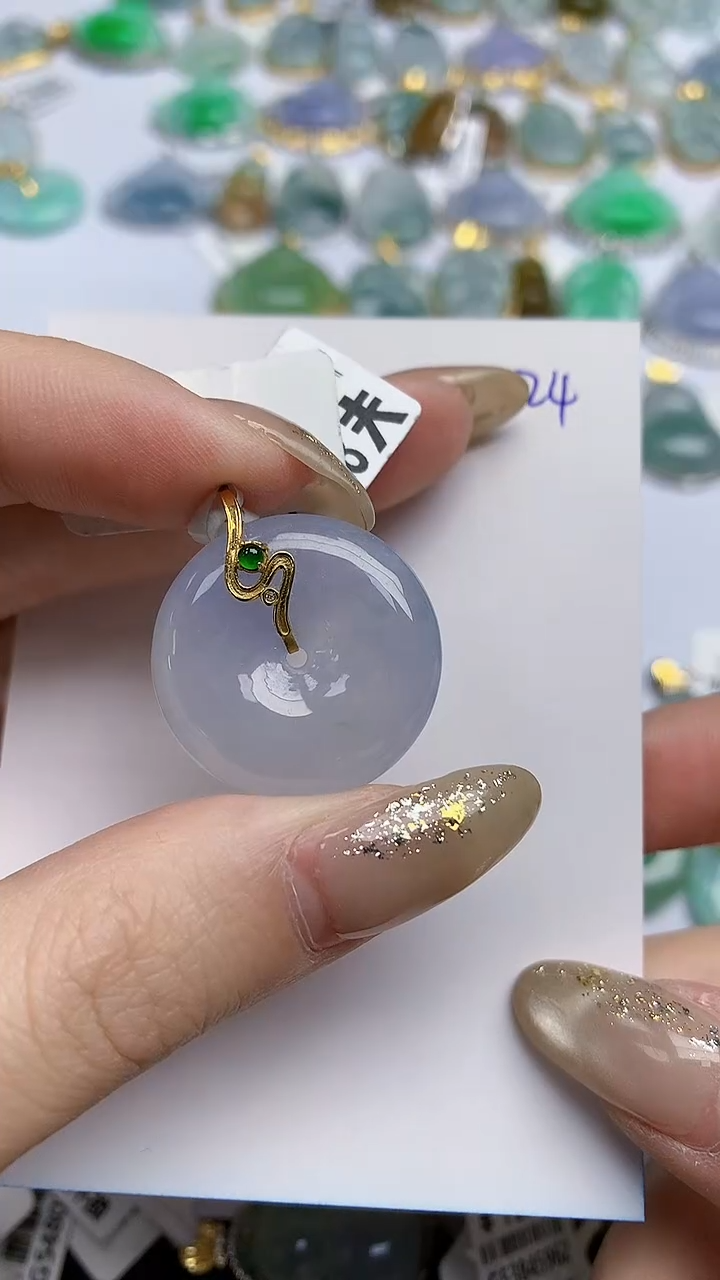 【闪购商品】翡翠颈饰18K金镶嵌天然A货翡翠 49