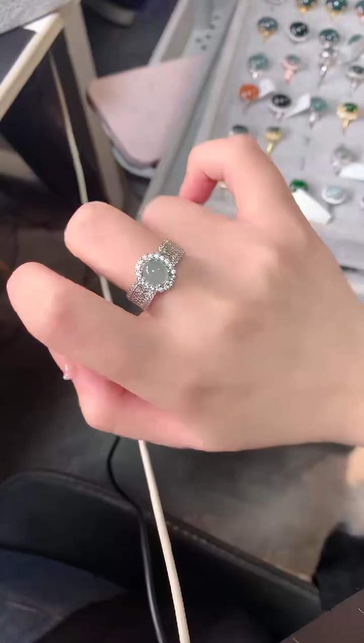 【闪购商品】翡翠戒指银S925镶嵌5214