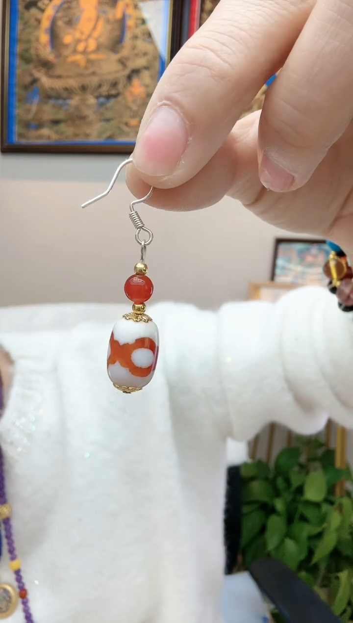 【闪购商品】玛瑙/玉髓耳饰未镶嵌坛城三Y耳饰