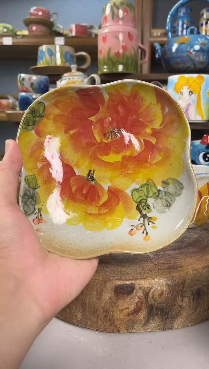 杯子手绘高温釉下陶瓷