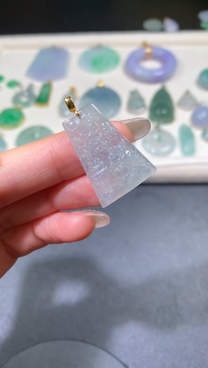 吊坠(不含链)18K金镶嵌翡翠翡翠