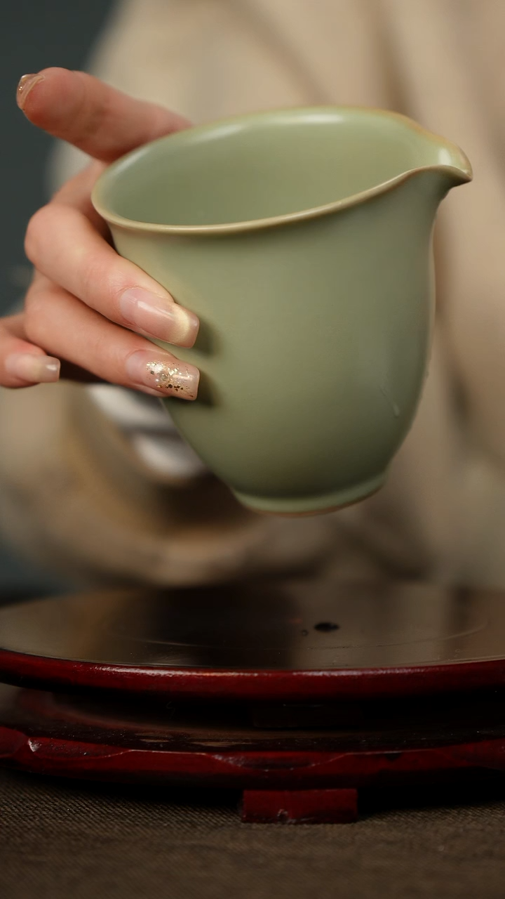 微瑕 粉青 公道杯 