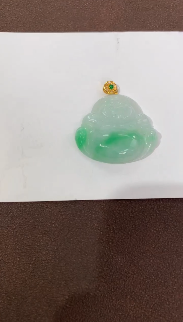 【闪购商品】翡翠颈饰18K金镶嵌天然缅甸a货翡翠