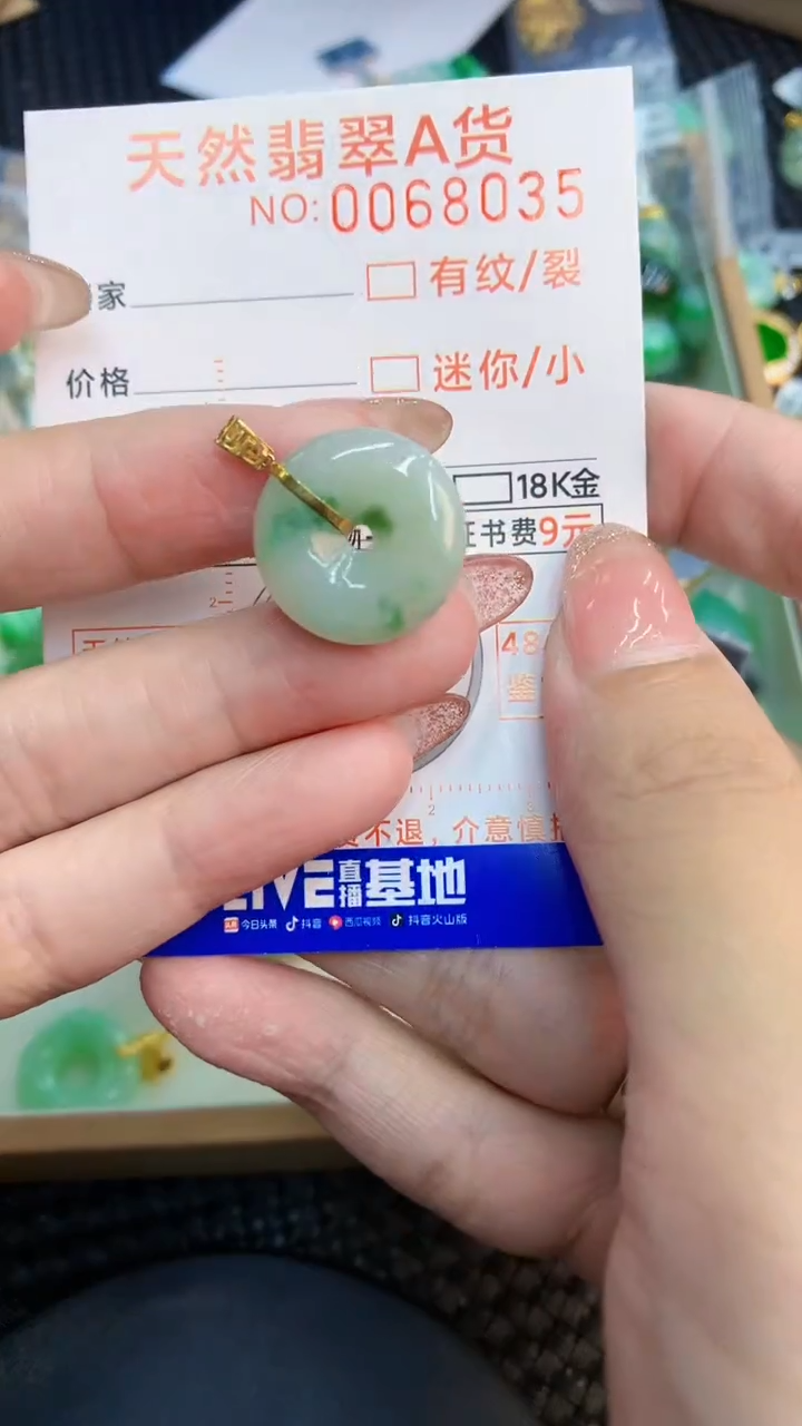 翡翠18K金镶嵌颈饰            8