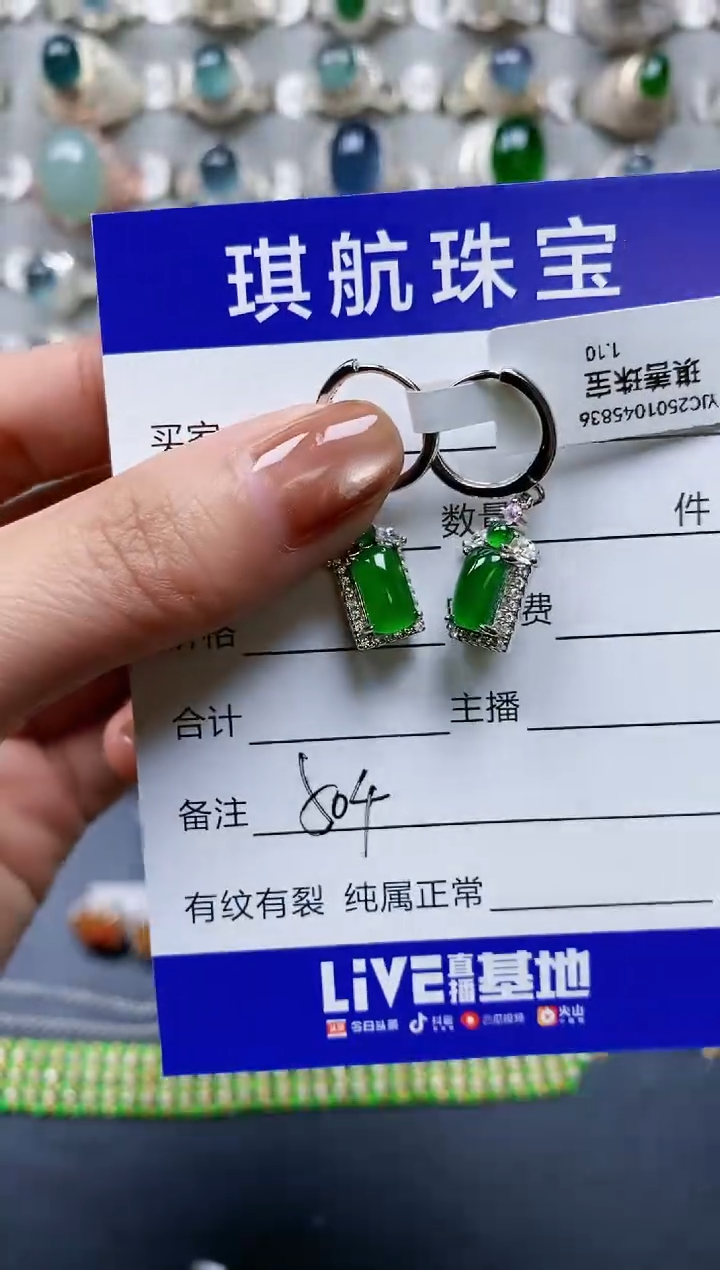 【闪购商品】翡翠耳饰银S925镶嵌0504