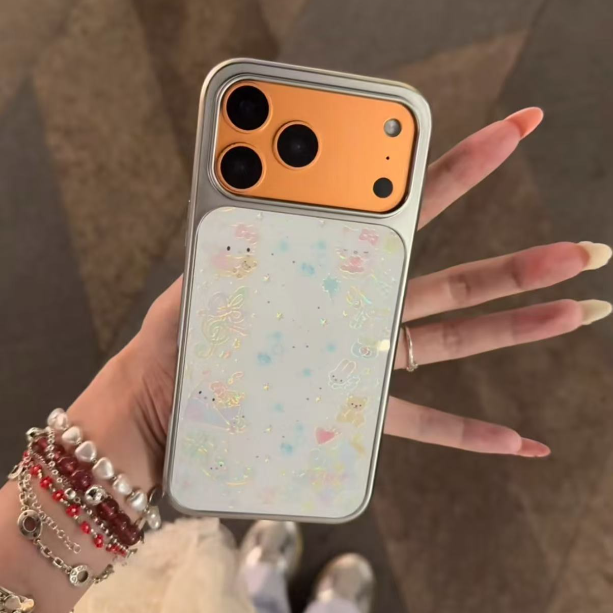 鎏金玻璃天使kt小熊信封适用苹果17pro/iPhone16p/15手机壳14高级