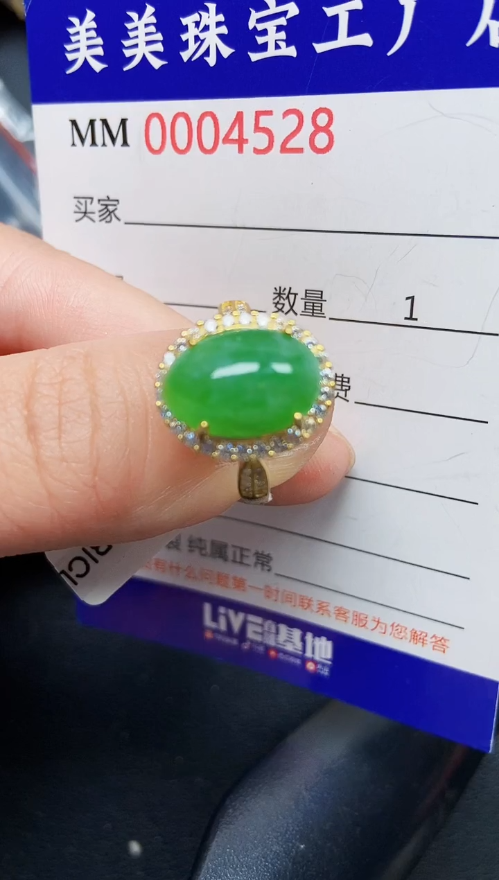 翡翠银S925镶嵌颈饰4528