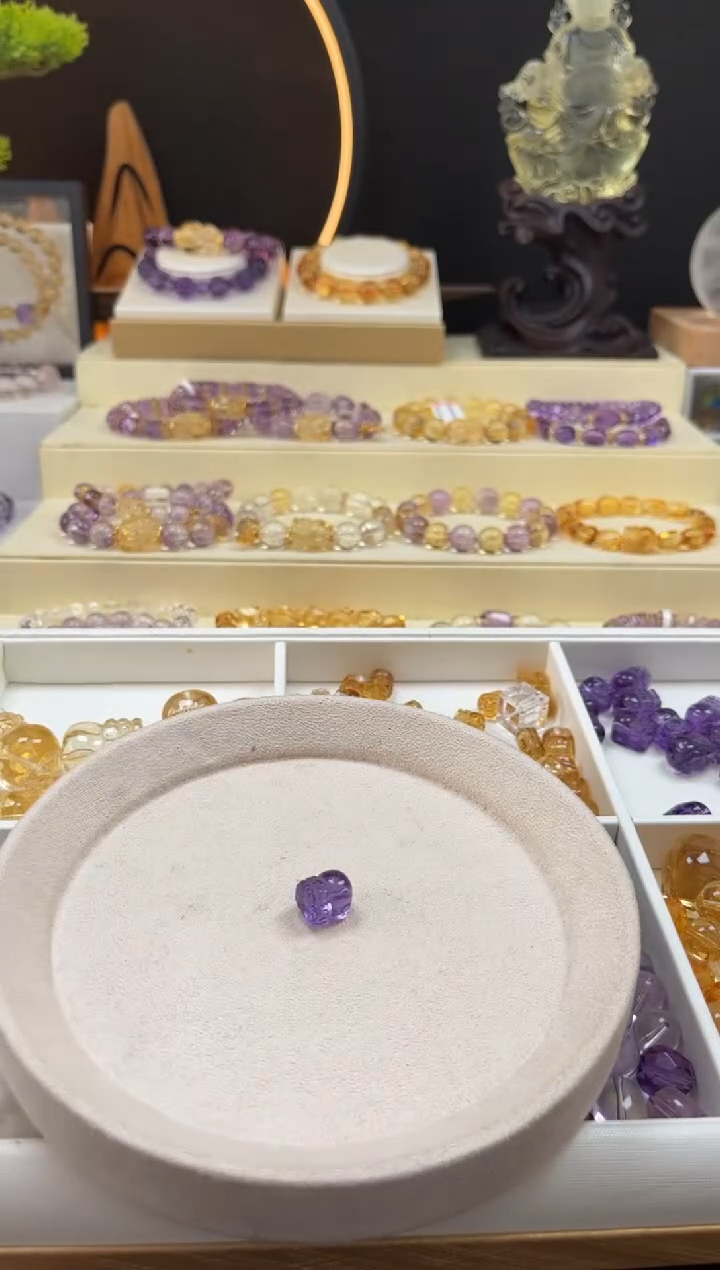 未镶嵌手串紫晶小*天然紫水晶貔貅单珠9mm+