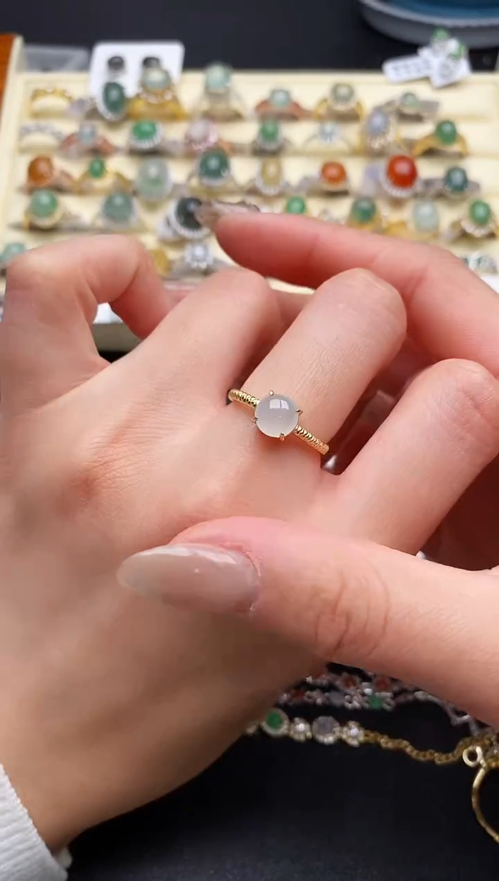 【闪购商品】翡翠戒指银S925镶嵌44444444+5