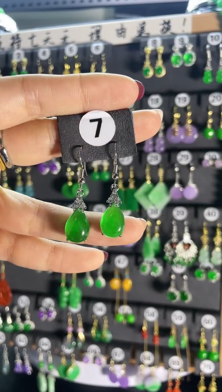 【闪购商品】翡翠耳饰银S925镶嵌7....