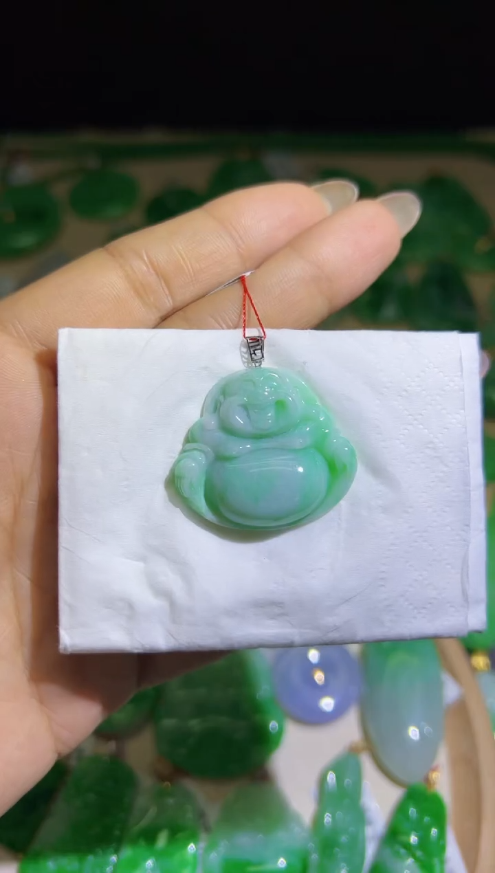 【闪购商品】翡翠颈饰18K金镶嵌Q缅料A货翡翠/支持复检/一件