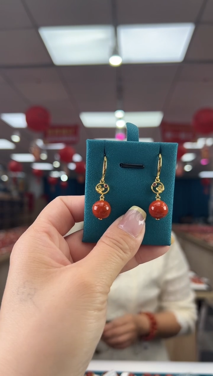 【闪购商品】南红玛瑙耳钩银S925镶嵌多样发其一/92200067