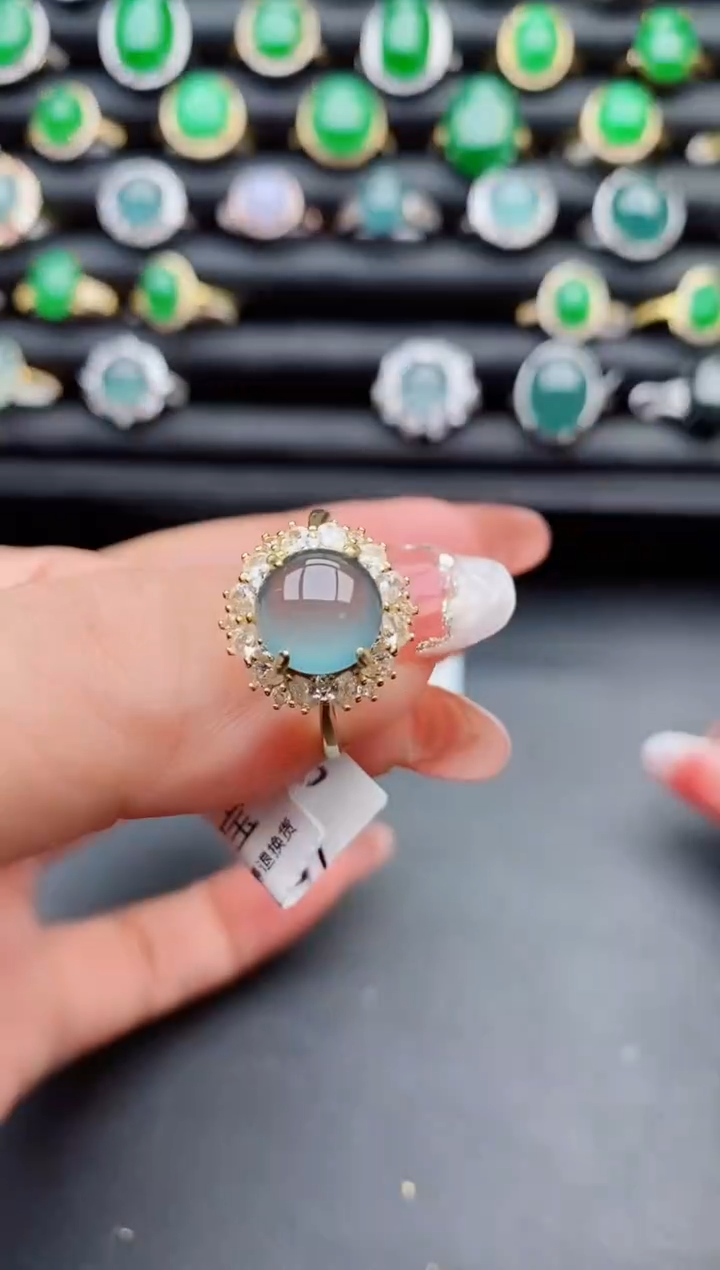 【闪购商品】翡翠戒指银S925镶嵌058005
