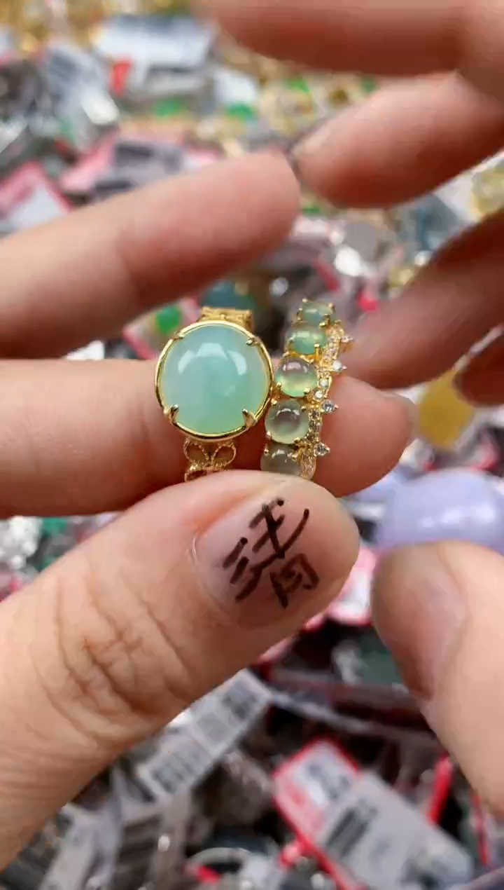 银S925镶嵌戒指翡翠天然A货缅甸翡翠