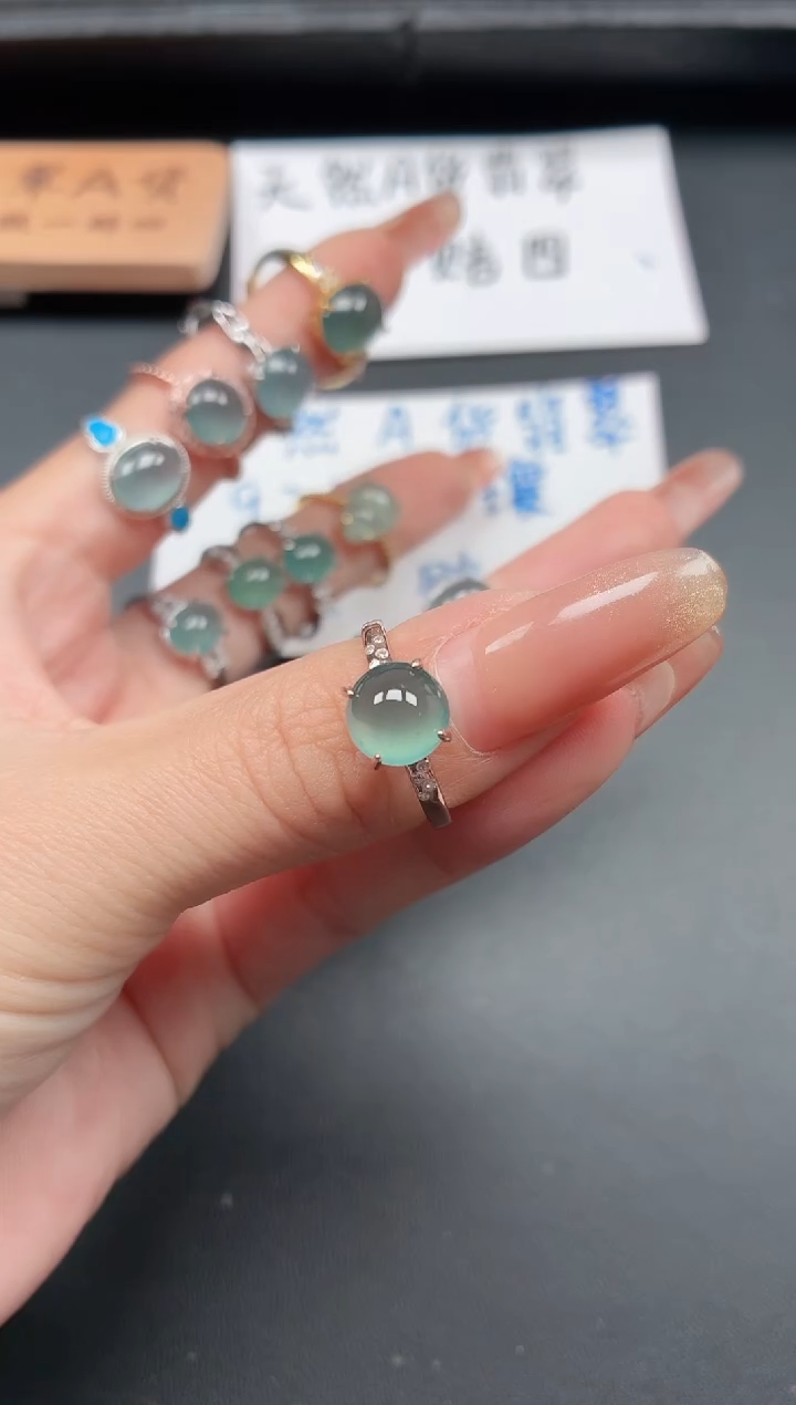 银S925镶嵌戒指翡翠1