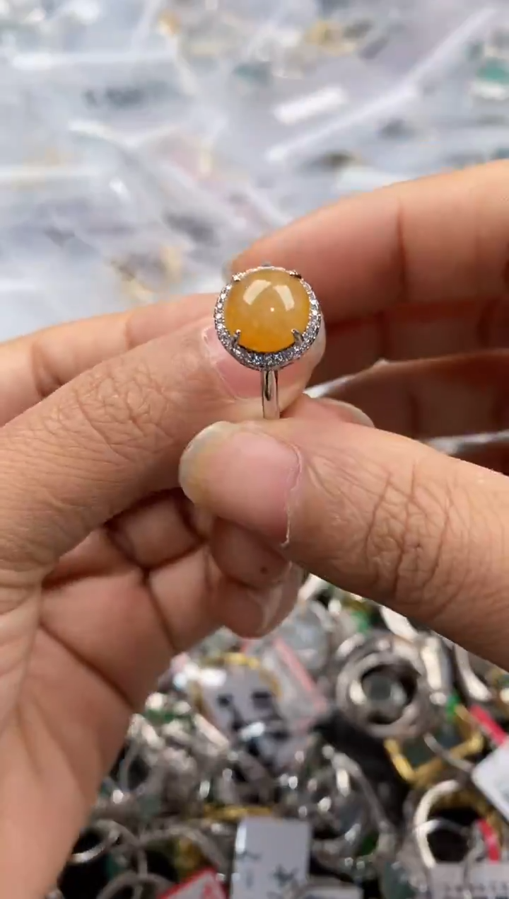 银S925镶嵌戒指翡翠444-8