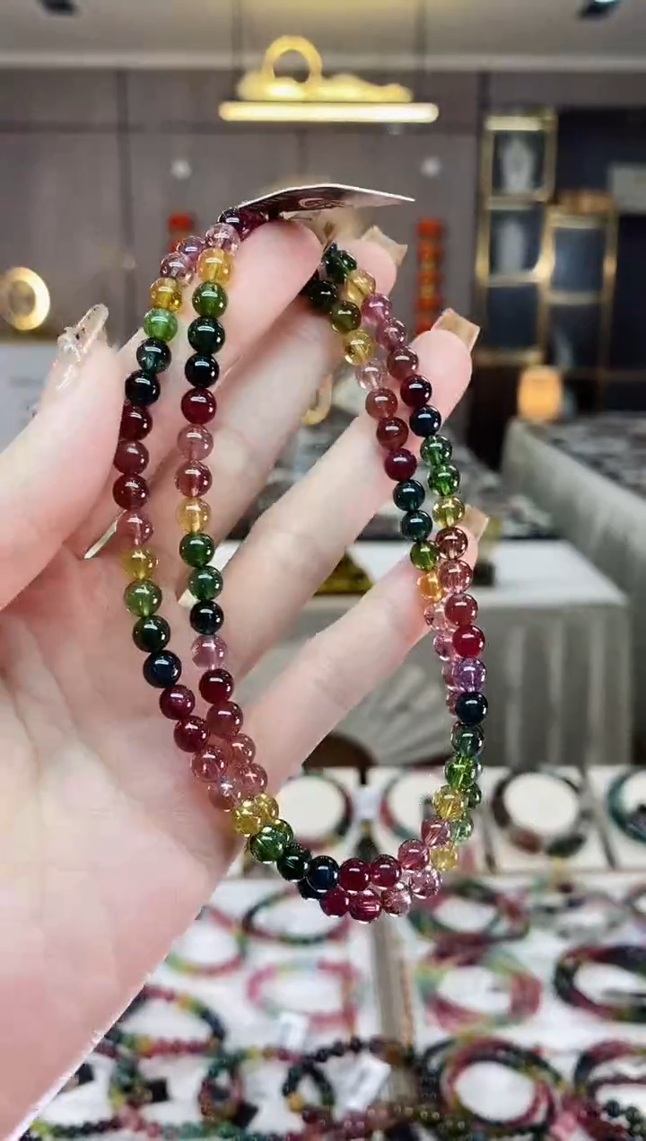 【闪购商品】碧玺三圈手串5mm+未镶嵌一物一证dan