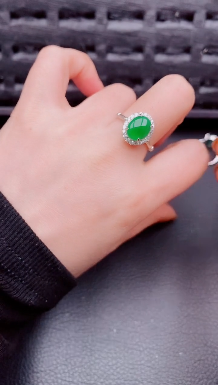 【闪购商品】翡翠戒指银S925镶嵌天然a货翡翠519