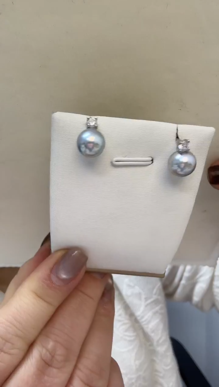 未镶嵌耳饰海水珍珠真多麻8.3mm+S925银耳钉